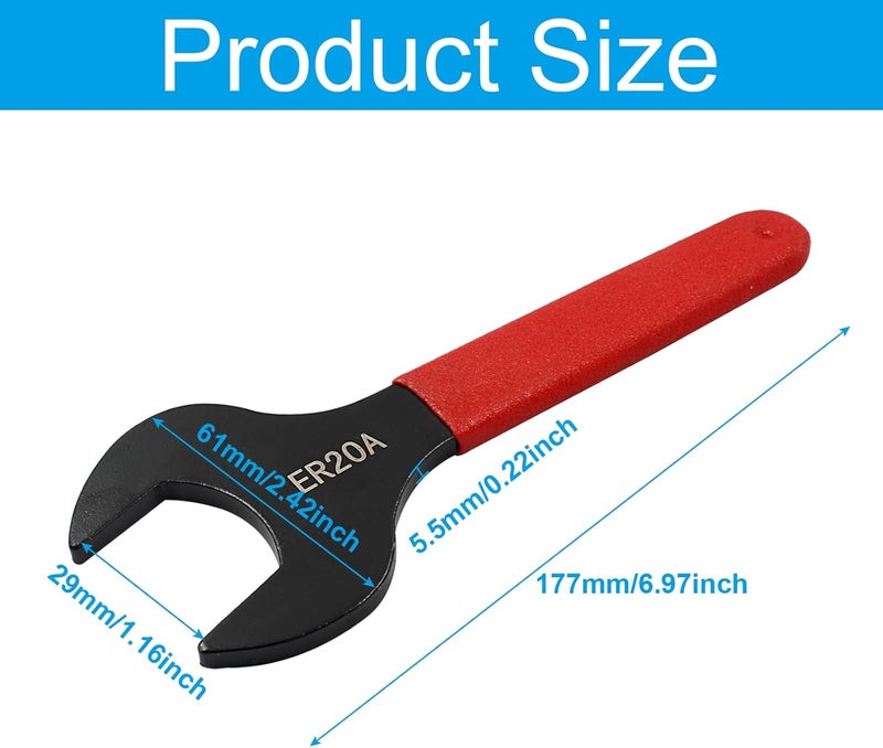 Moicstiy Collet Chuck Wrench Spanner for ER20A Clamping Nut with Red Non-slip Handle - Image 2